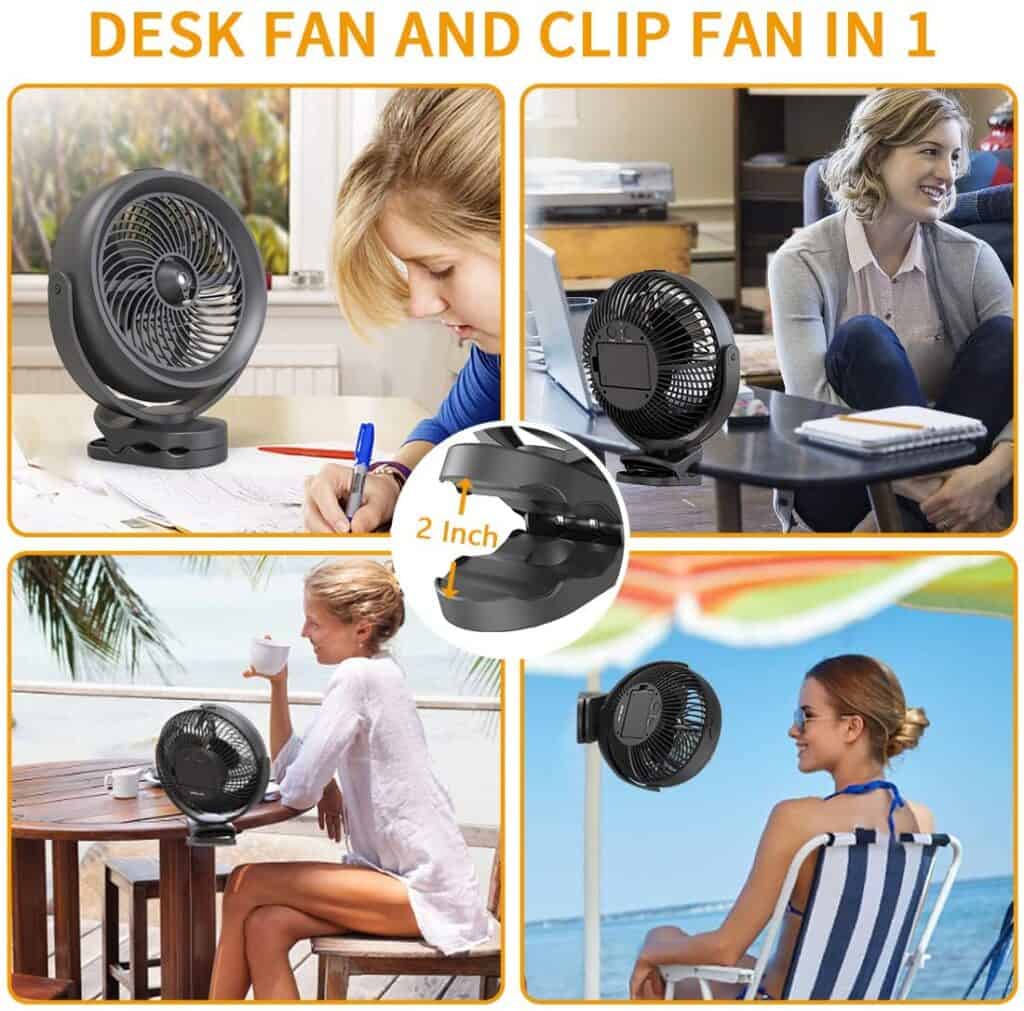 10000mAh Battery Operated Misting Fan with Clip 5