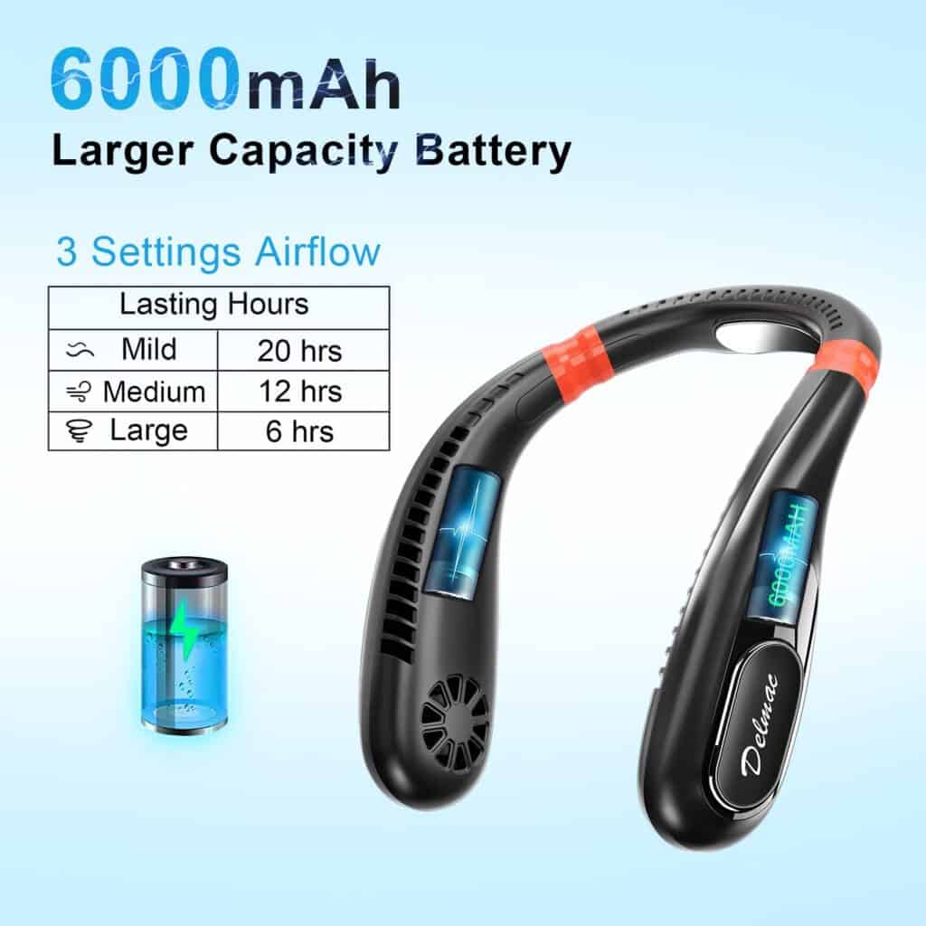 Batteries capacity for Neck Fans