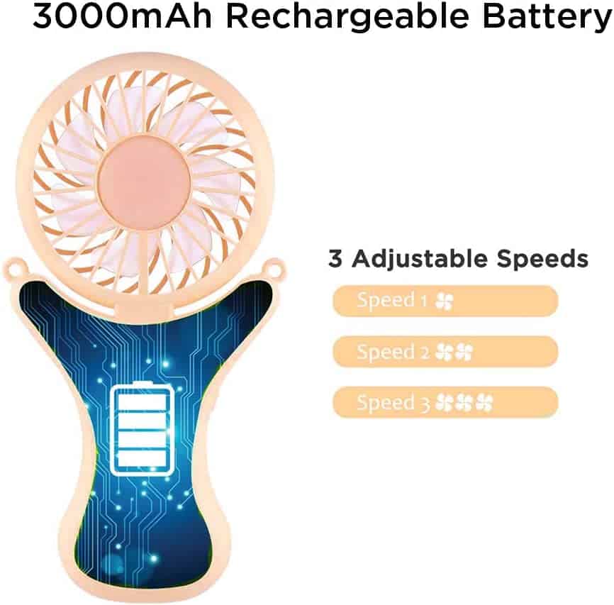 OUTXE 3350mAh Necklace Fan - battery rechargeable