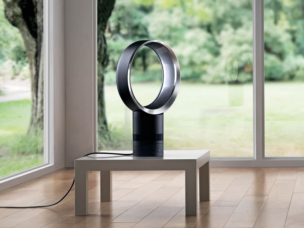 Who invented the bladeless fan and how does it work?