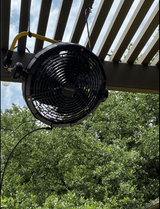 Geek Aire Battery-operated Misting Fan  - attached on the ceiling